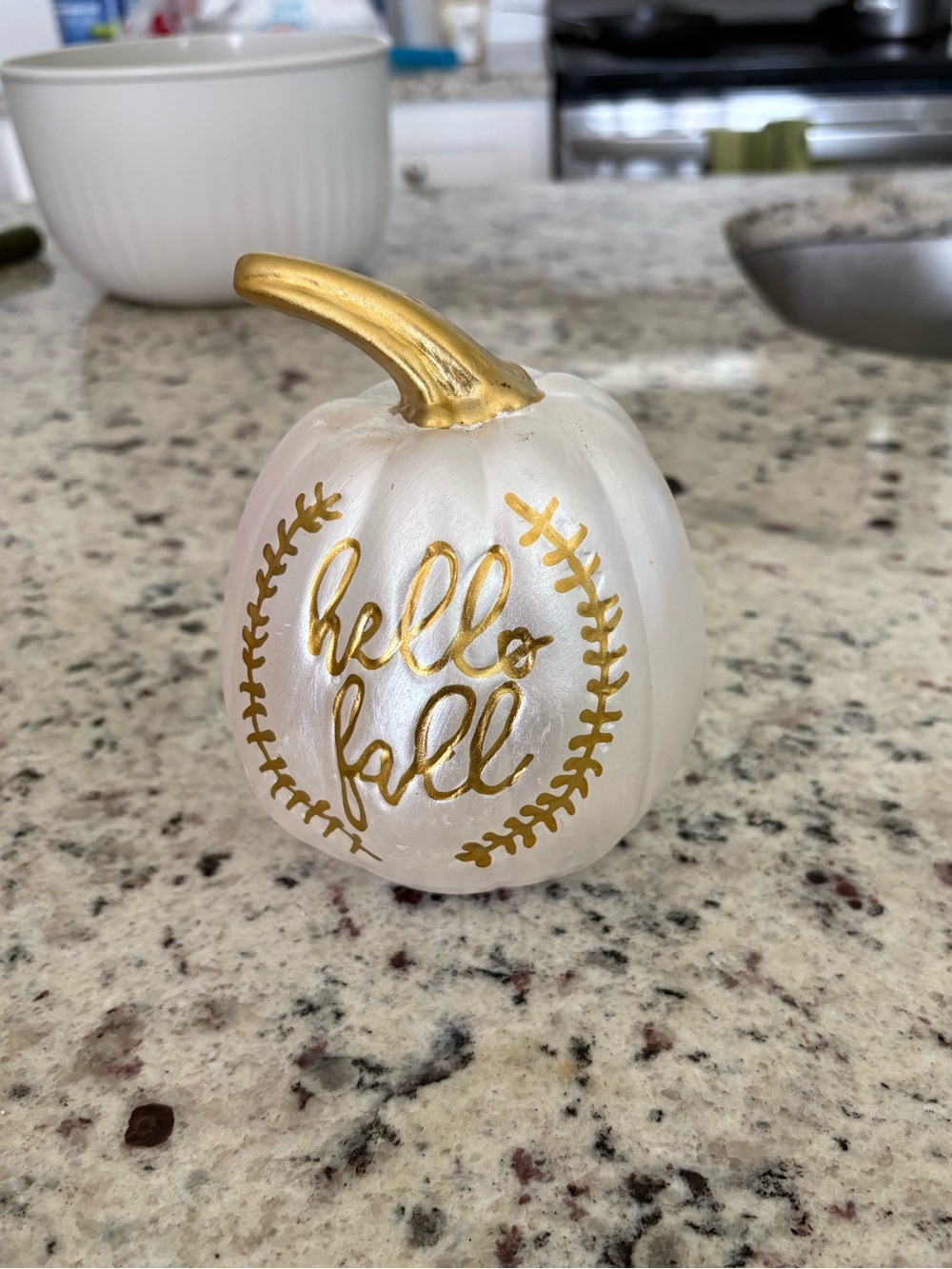 Hello Fall Decorative Resin Pumpkin